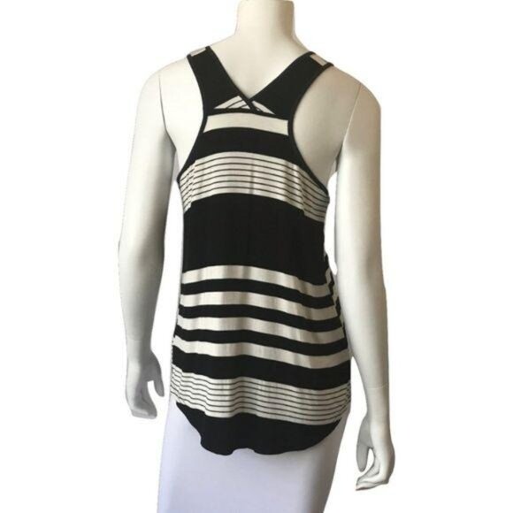 E&M Black & Ivory Striped Tank Top With Pocket - Picture 4 of 4